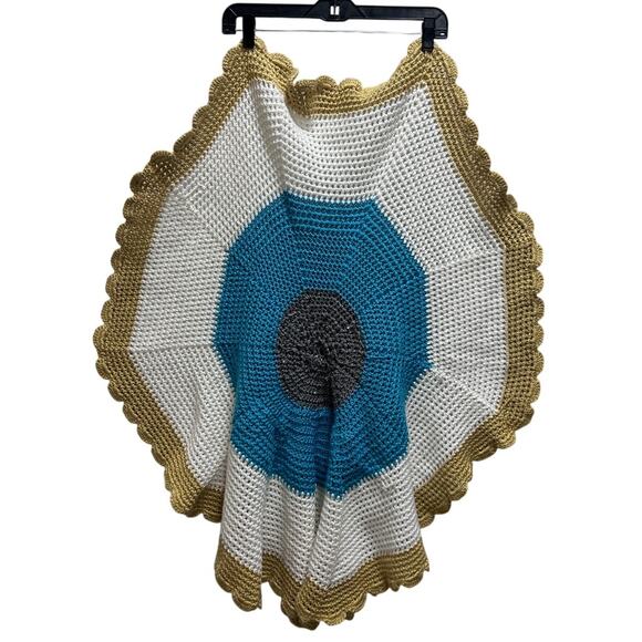 Hand-knitted Crochet Round Owl Blanket Throw Chair Decor 40" Cottage Boho Artsy - Picture 5 of 8